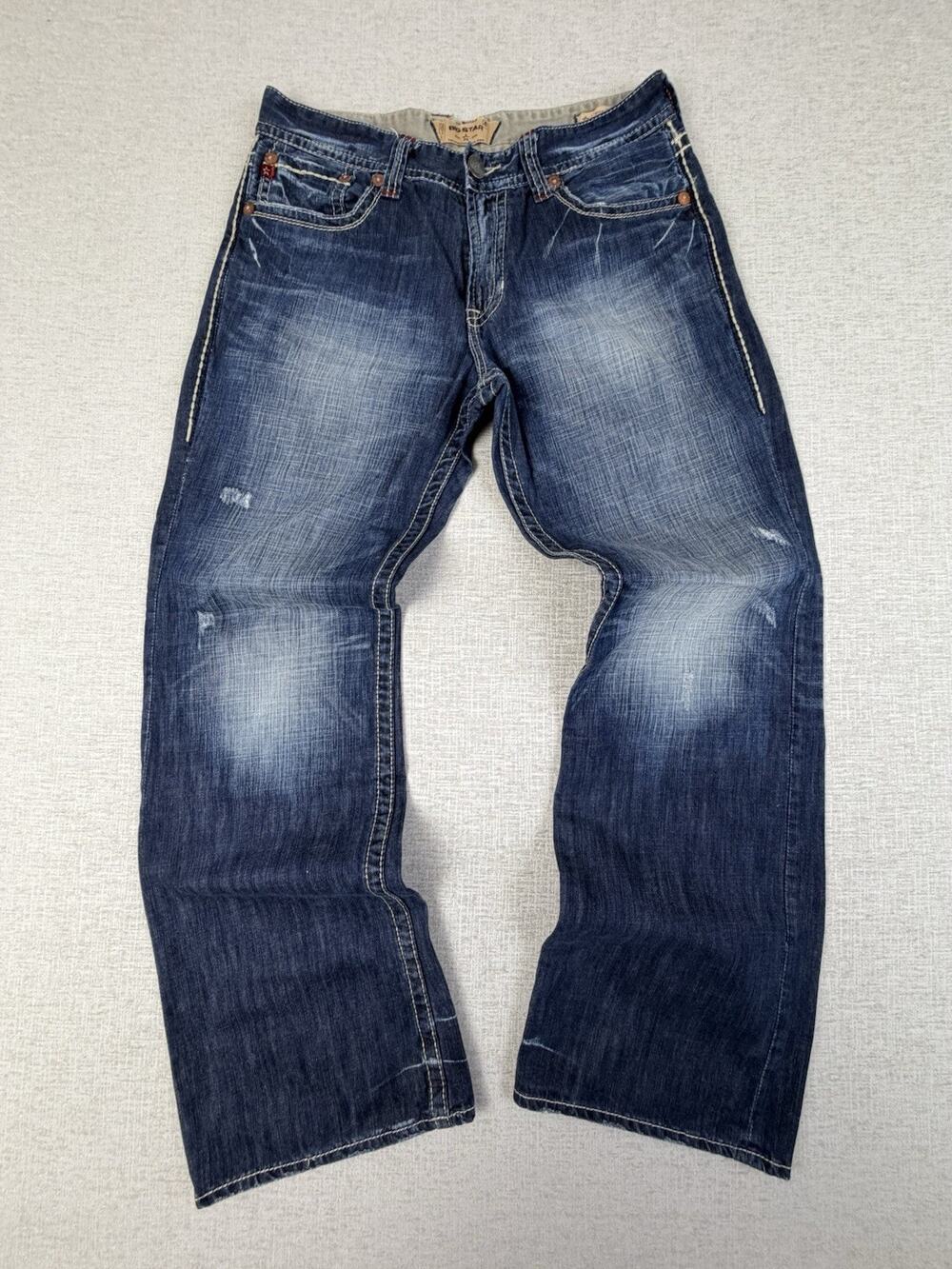 Big Star Voyager Jeans Men’s 33x33 Blue Distressed Bootcut Denim